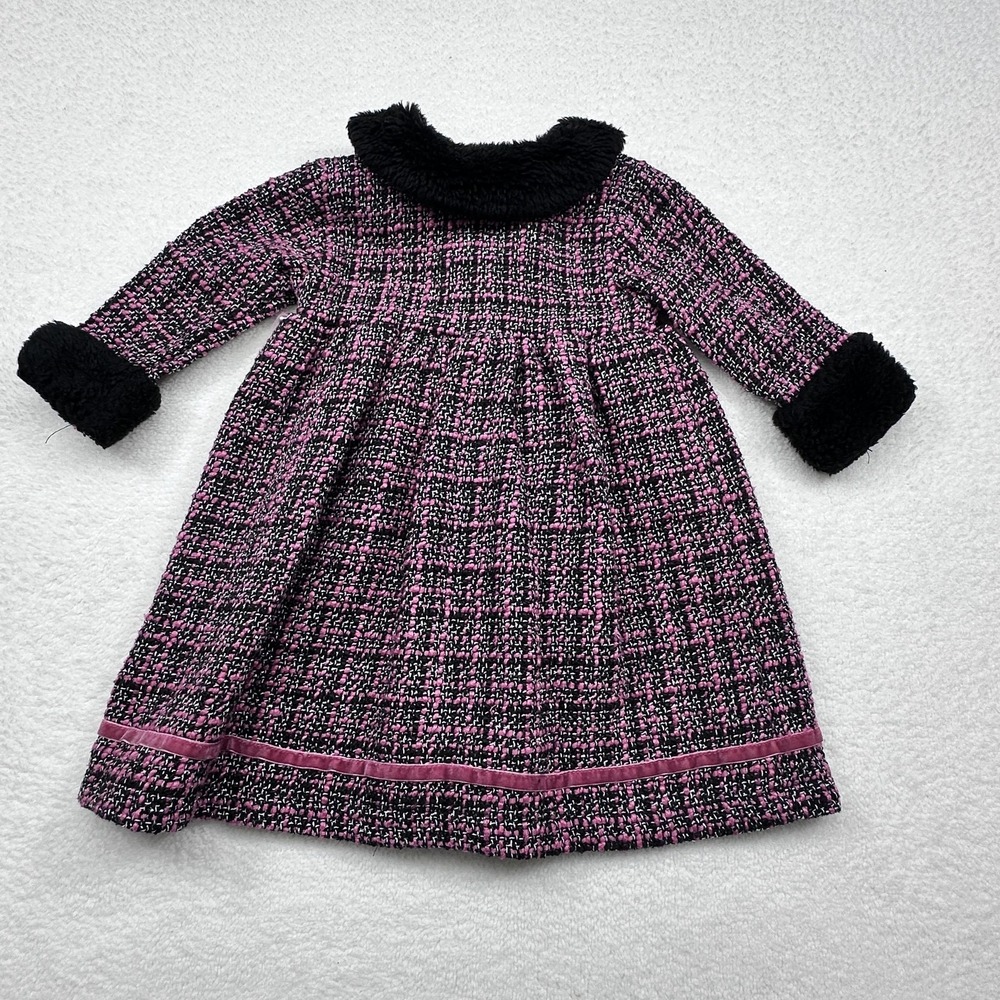 Holiday Editions Coat Girls 12-18 Months Pink Tweed‎ Faux Fur Holiday Dressy - Picture 6 of 6